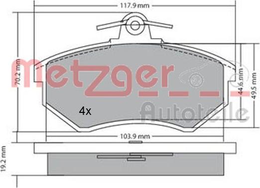 Metzger 1170066 - Тормозные колодки, дисковые, комплект unicars.by