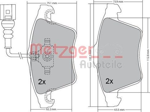 Metzger 1170068 - Тормозные колодки, дисковые, комплект unicars.by