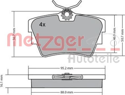 Metzger 1170067 - Тормозные колодки, дисковые, комплект unicars.by