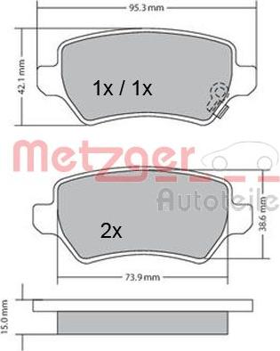 Metzger 1170004 - Тормозные колодки, дисковые, комплект unicars.by