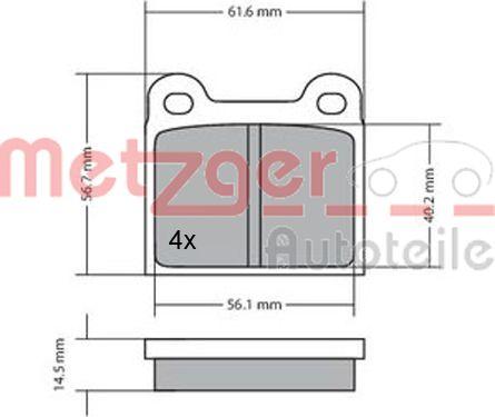 Metzger 1170003 - Тормозные колодки, дисковые, комплект unicars.by