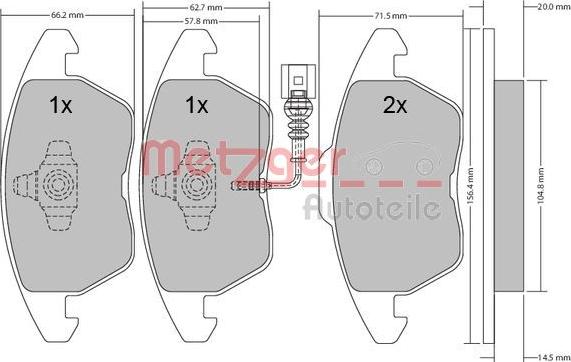 Metzger 1170007 - Тормозные колодки, дисковые, комплект unicars.by