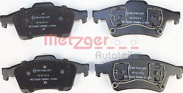 Metzger 1170080 - Тормозные колодки, дисковые, комплект unicars.by