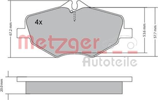 Metzger 1170087 - Тормозные колодки, дисковые, комплект unicars.by