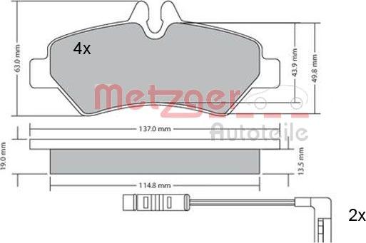 Metzger 1170037 - Тормозные колодки, дисковые, комплект unicars.by