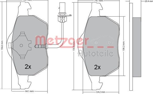 Metzger 1170020 - Тормозные колодки, дисковые, комплект unicars.by