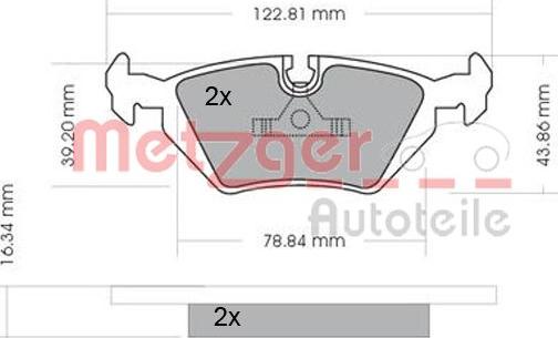 Metzger 1170075 - Тормозные колодки, дисковые, комплект unicars.by