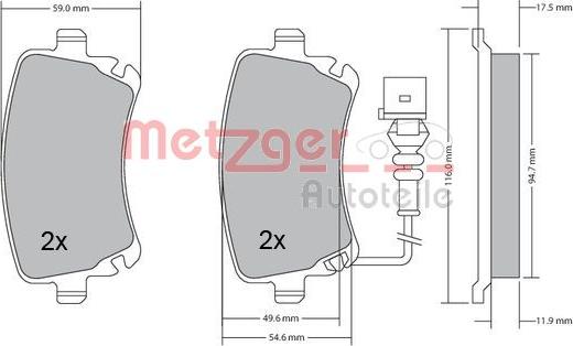 Metzger 1170190 - Тормозные колодки, дисковые, комплект unicars.by