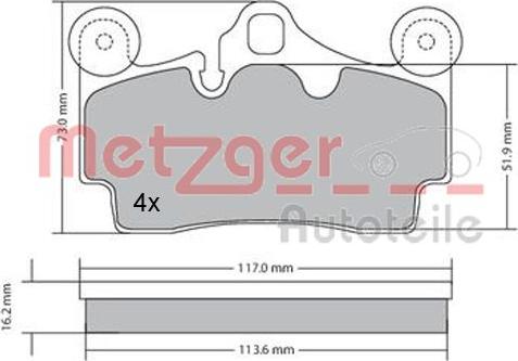 Metzger 1170191 - Тормозные колодки, дисковые, комплект unicars.by