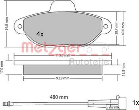 Metzger 1170140 - Тормозные колодки, дисковые, комплект unicars.by