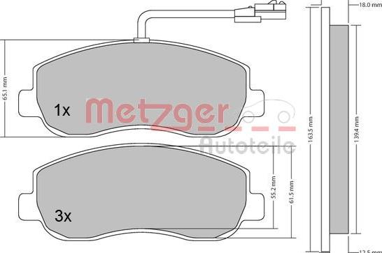 Metzger 1170148 - Тормозные колодки, дисковые, комплект unicars.by