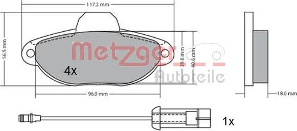 Metzger 1170147 - Тормозные колодки, дисковые, комплект unicars.by