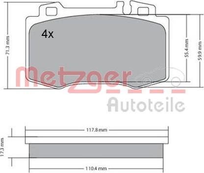 Metzger 1170153 - Тормозные колодки, дисковые, комплект unicars.by