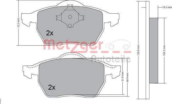 Metzger 1170114 - Тормозные колодки, дисковые, комплект unicars.by