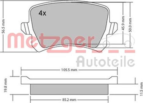 Metzger 1170116 - Тормозные колодки, дисковые, комплект unicars.by