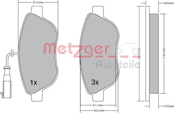 Metzger 1170185 - Тормозные колодки, дисковые, комплект unicars.by