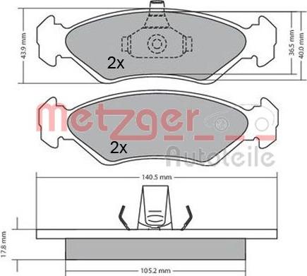 Metzger 1170182 - Тормозные колодки, дисковые, комплект unicars.by