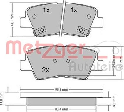 Metzger 1170134 - Тормозные колодки, дисковые, комплект unicars.by