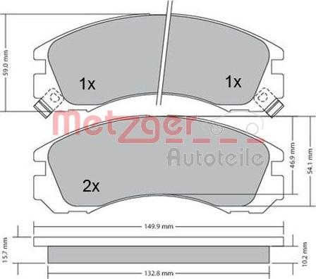 Metzger 1170135 - Тормозные колодки, дисковые, комплект unicars.by