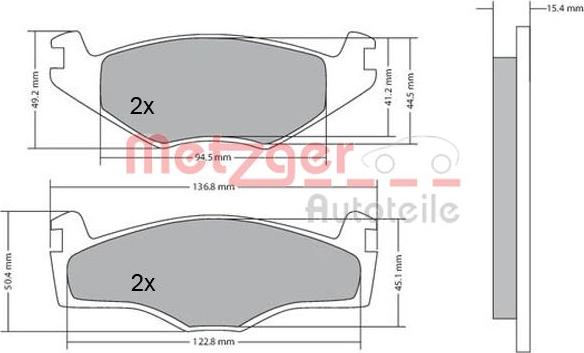 Metzger 1170136 - Тормозные колодки, дисковые, комплект unicars.by