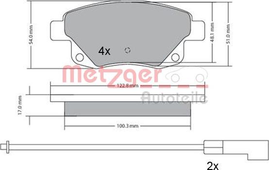 Metzger 1170138 - Тормозные колодки, дисковые, комплект unicars.by