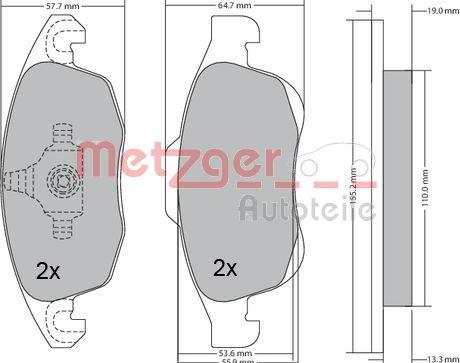 Metzger 1170129 - Тормозные колодки, дисковые, комплект unicars.by