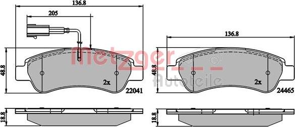 Metzger 1170899 - Тормозные колодки, дисковые, комплект unicars.by