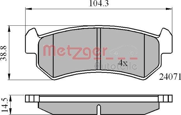 Metzger 1170869 - Тормозные колодки, дисковые, комплект unicars.by