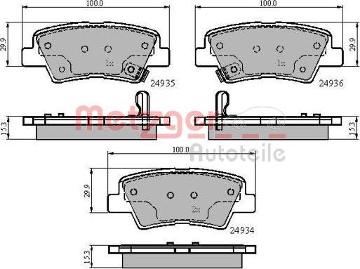 Metzger 1170863 - Тормозные колодки, дисковые, комплект unicars.by