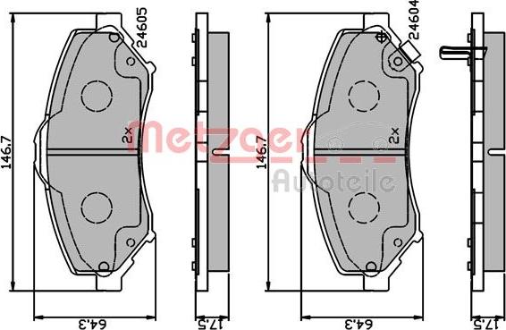 Metzger 1170883 - Тормозные колодки, дисковые, комплект unicars.by