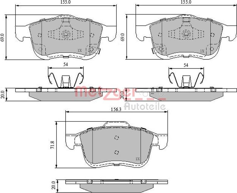 Metzger 1170831 - Тормозные колодки, дисковые, комплект unicars.by