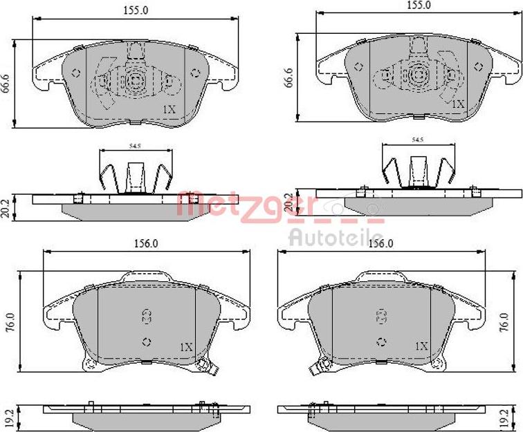 Metzger 1170837 - Тормозные колодки, дисковые, комплект unicars.by