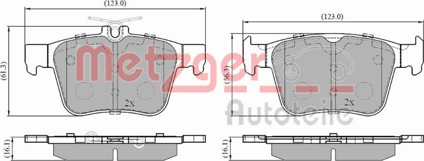 Metzger 1170829 - Тормозные колодки, дисковые, комплект unicars.by