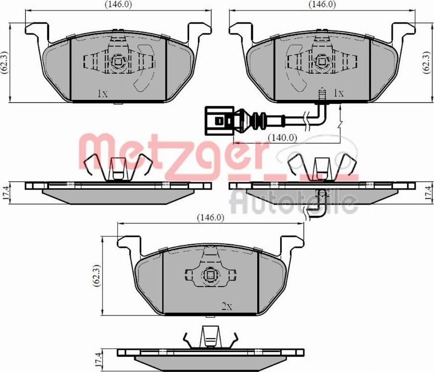 Metzger 1170828 - Тормозные колодки, дисковые, комплект unicars.by