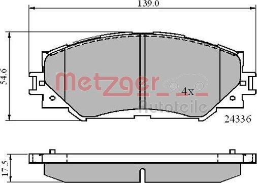 Metzger 1170873 - Тормозные колодки, дисковые, комплект unicars.by