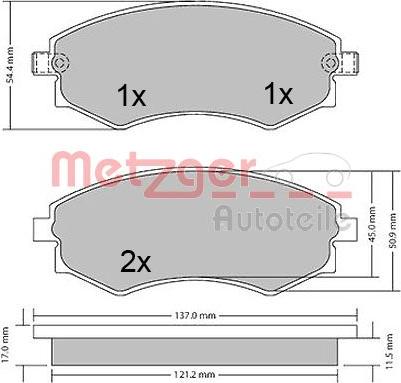 Metzger 1170394 - Тормозные колодки, дисковые, комплект unicars.by