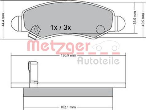 Metzger 1170340 - Тормозные колодки, дисковые, комплект unicars.by