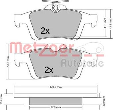 Metzger 1170343 - Тормозные колодки, дисковые, комплект unicars.by