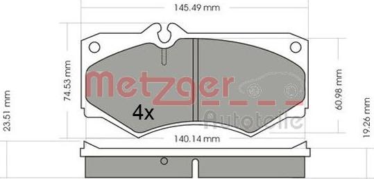 Metzger 1170351 - Тормозные колодки, дисковые, комплект unicars.by