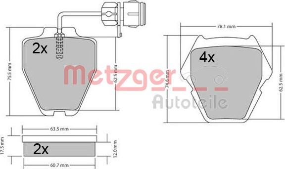 Metzger 1170364 - Тормозные колодки, дисковые, комплект unicars.by