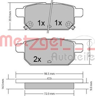 Metzger 1170360 - Тормозные колодки, дисковые, комплект unicars.by