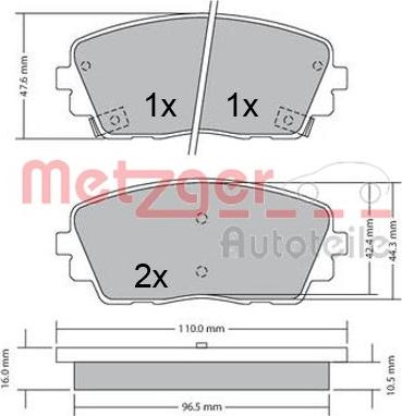 Metzger 1170361 - Тормозные колодки, дисковые, комплект unicars.by