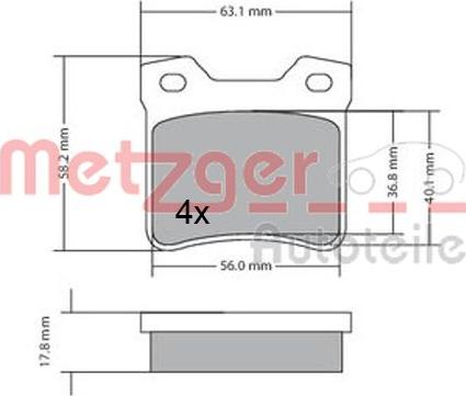 Metzger 1170310 - Тормозные колодки, дисковые, комплект unicars.by