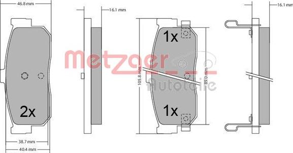 Metzger 1170387 - Тормозные колодки, дисковые, комплект unicars.by