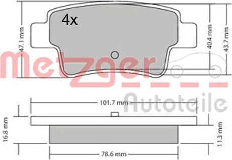 Metzger 1170333 - Тормозные колодки, дисковые, комплект unicars.by