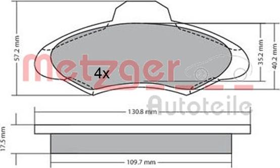 Metzger 1170329 - Тормозные колодки, дисковые, комплект unicars.by