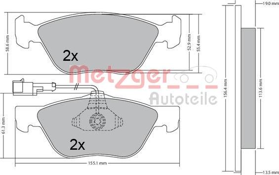 Metzger 1170321 - Тормозные колодки, дисковые, комплект unicars.by