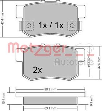 Metzger 1170328 - Тормозные колодки, дисковые, комплект unicars.by