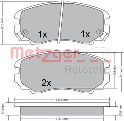 Metzger 1170379 - Тормозные колодки, дисковые, комплект unicars.by