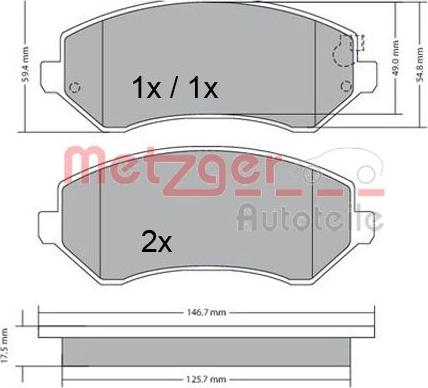 Metzger 1170378 - Тормозные колодки, дисковые, комплект unicars.by